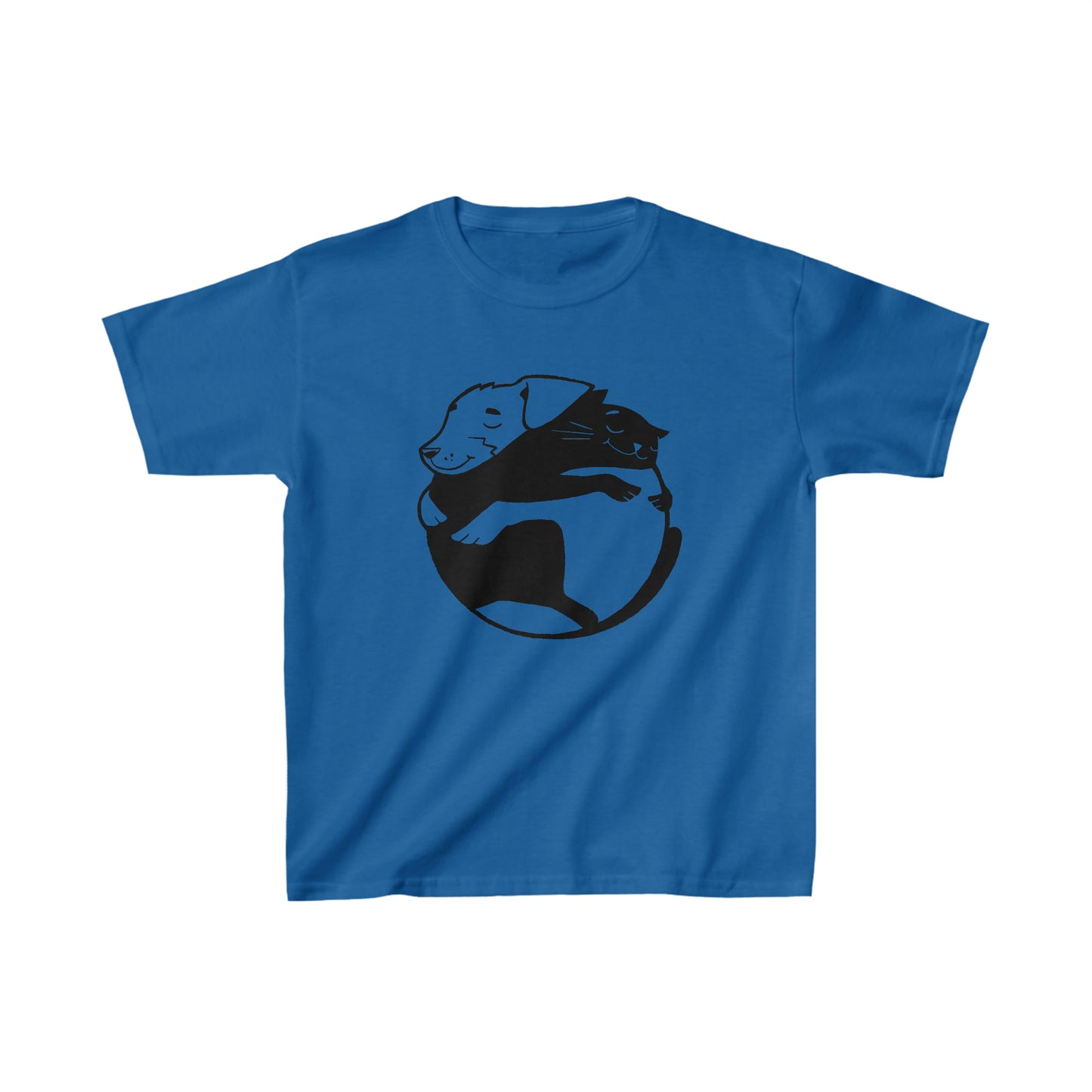 Snuggle Up in Style – The Dog & Cat Hugging Kids' Graphic Tee!