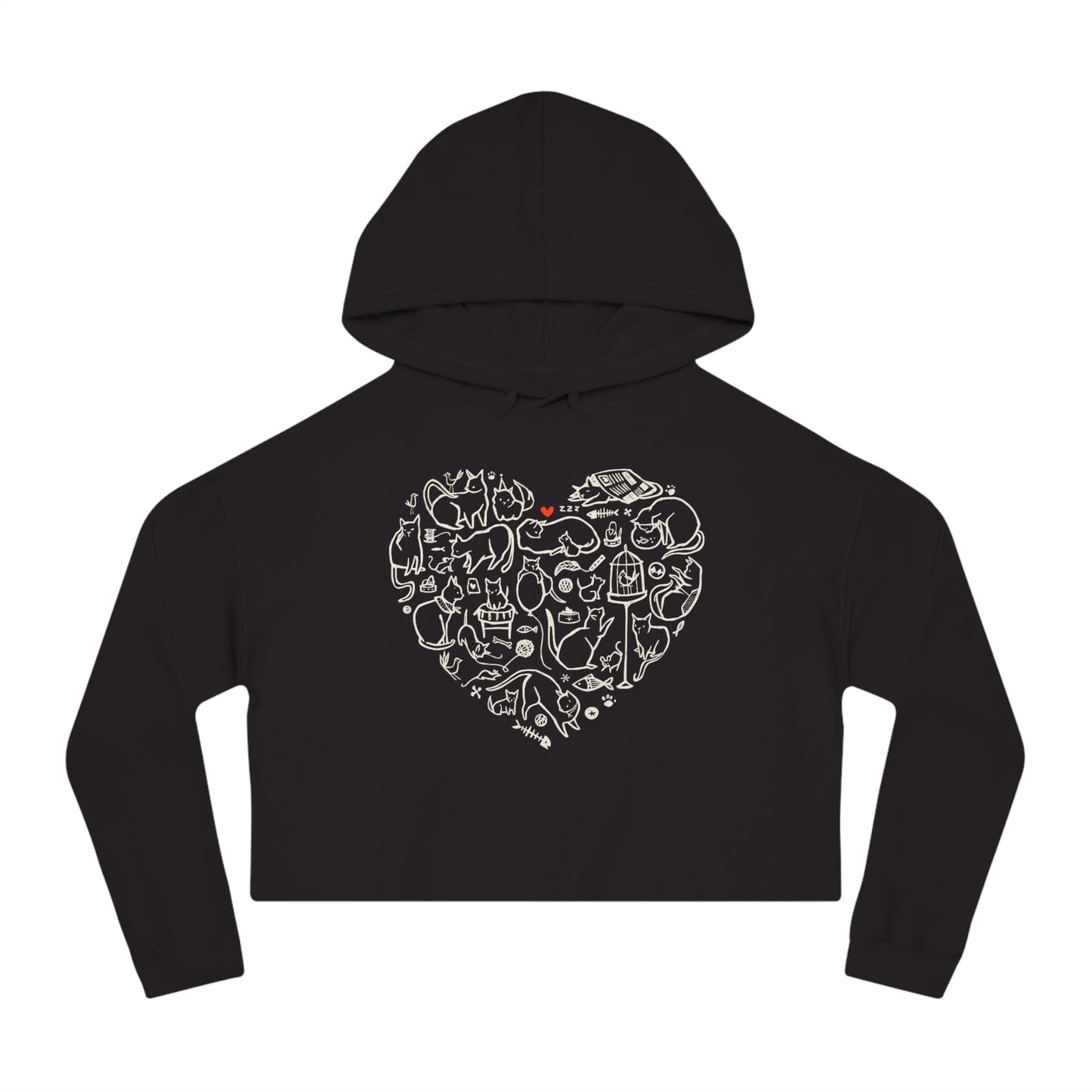 Cat Heart Women’s Cropped Hooded Sweatshirt
