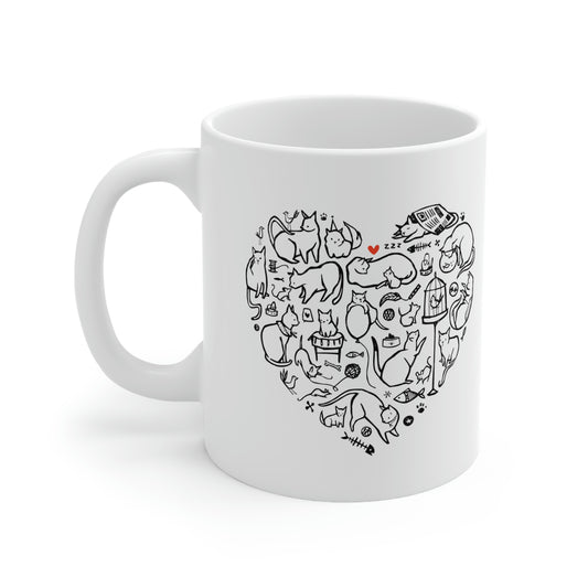 Cat Heart Ceramic Mug 11oz