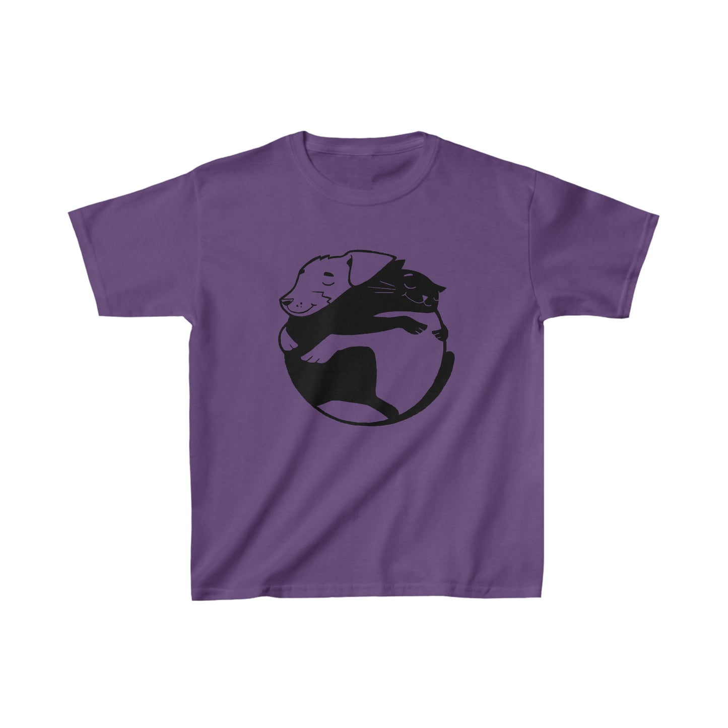 Snuggle Up in Style – The Dog & Cat Hugging Kids' Graphic Tee!