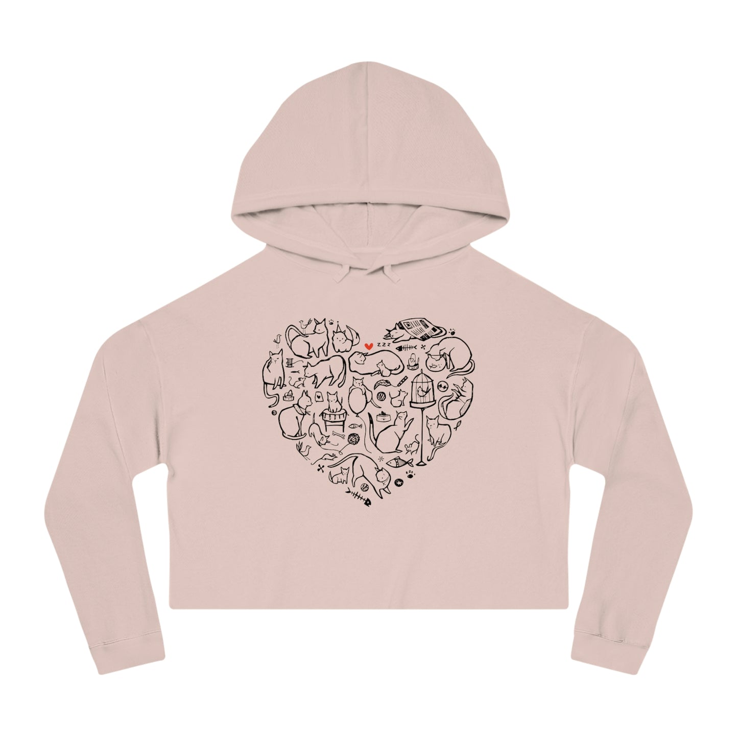 Cat Heart Women’s Cropped Hooded Sweatshirt
