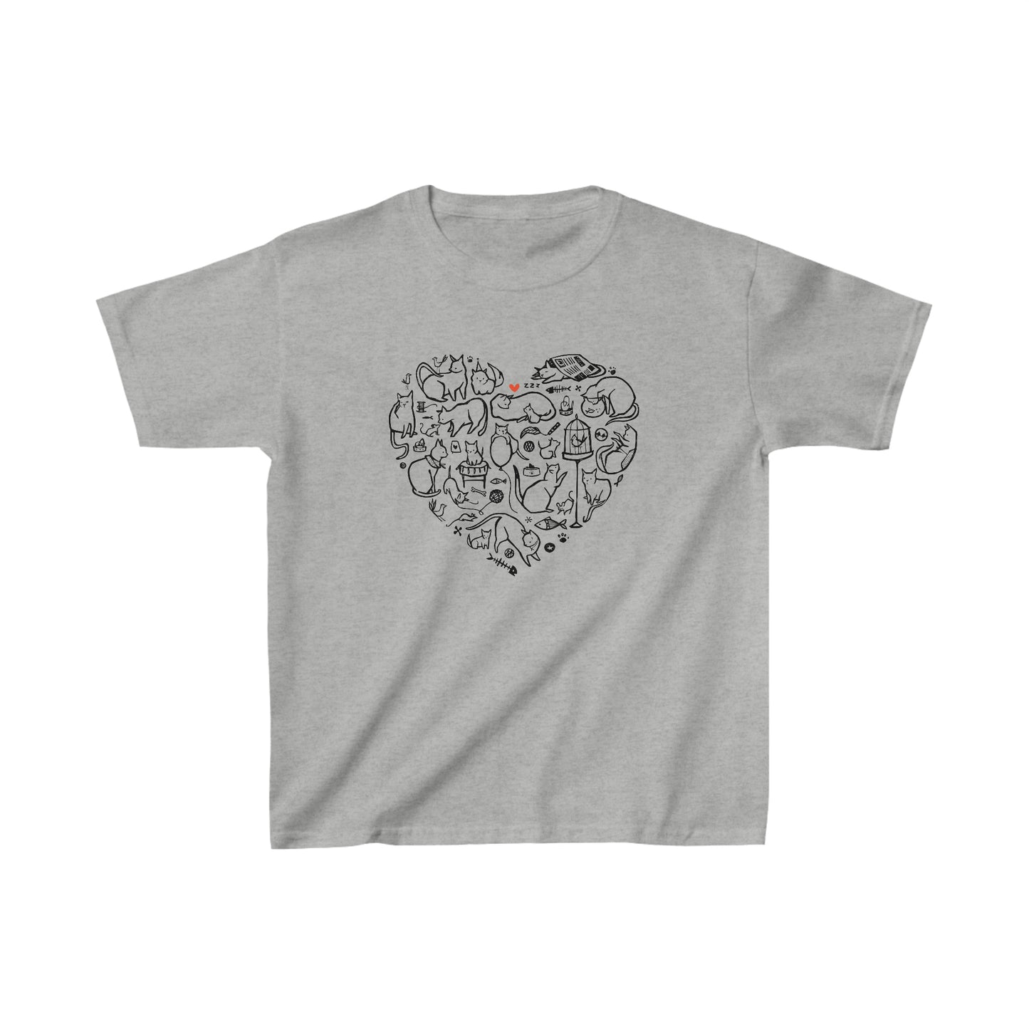 Adorable Cat Heart Kids' Tee – Soft, Stylish, and Full of Love!