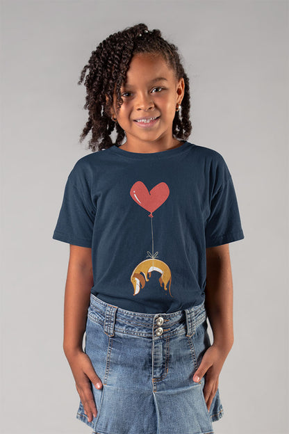 Weiner Dog Heart Strings Kids Heavy Cotton Graphic Tee