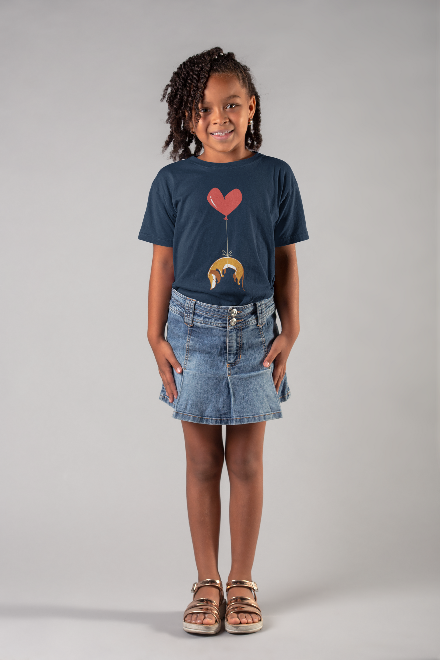 Weiner Dog Heart Strings Kids Heavy Cotton Graphic Tee