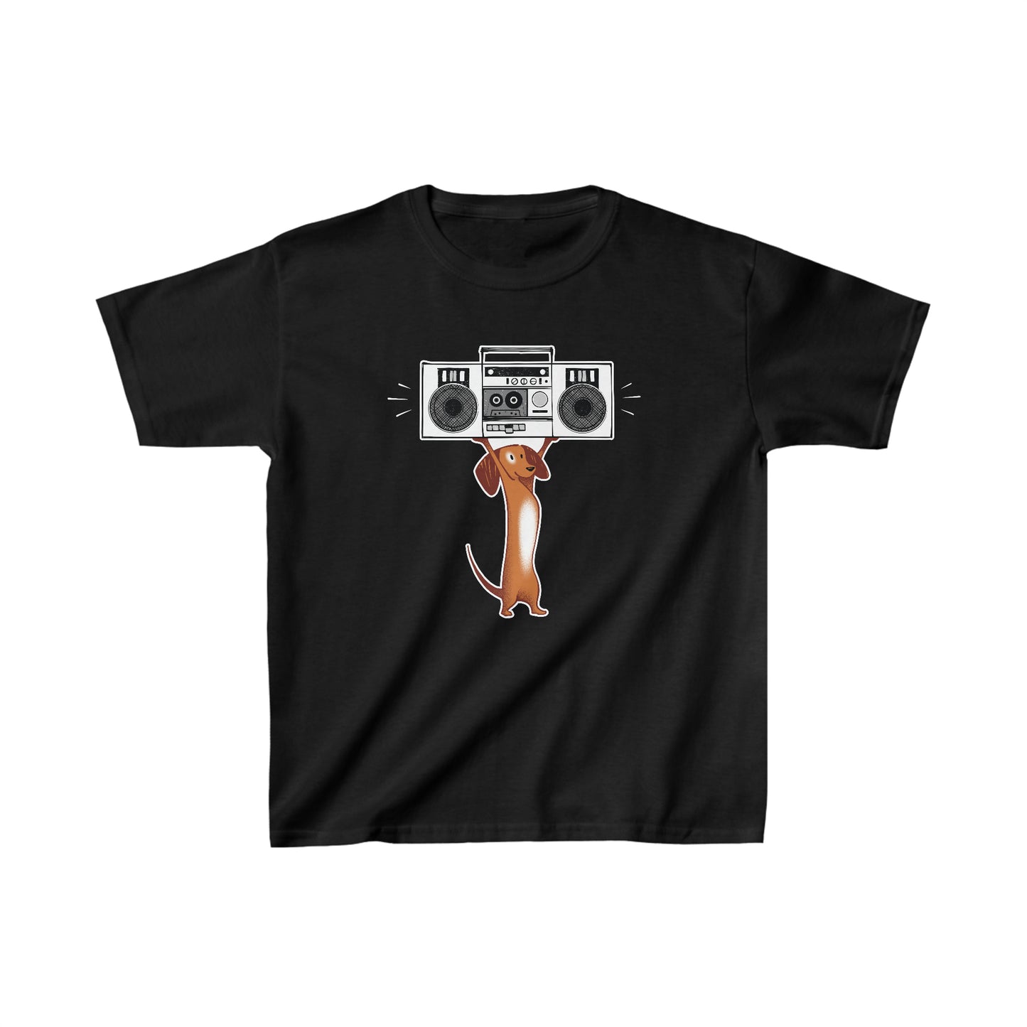 Brown Boombox Dog Kid’s Heavy Cotton Graphic Tee