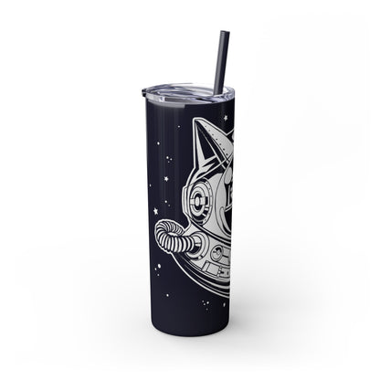 Space Cat Skinny Tumbler with Straw, 20oz