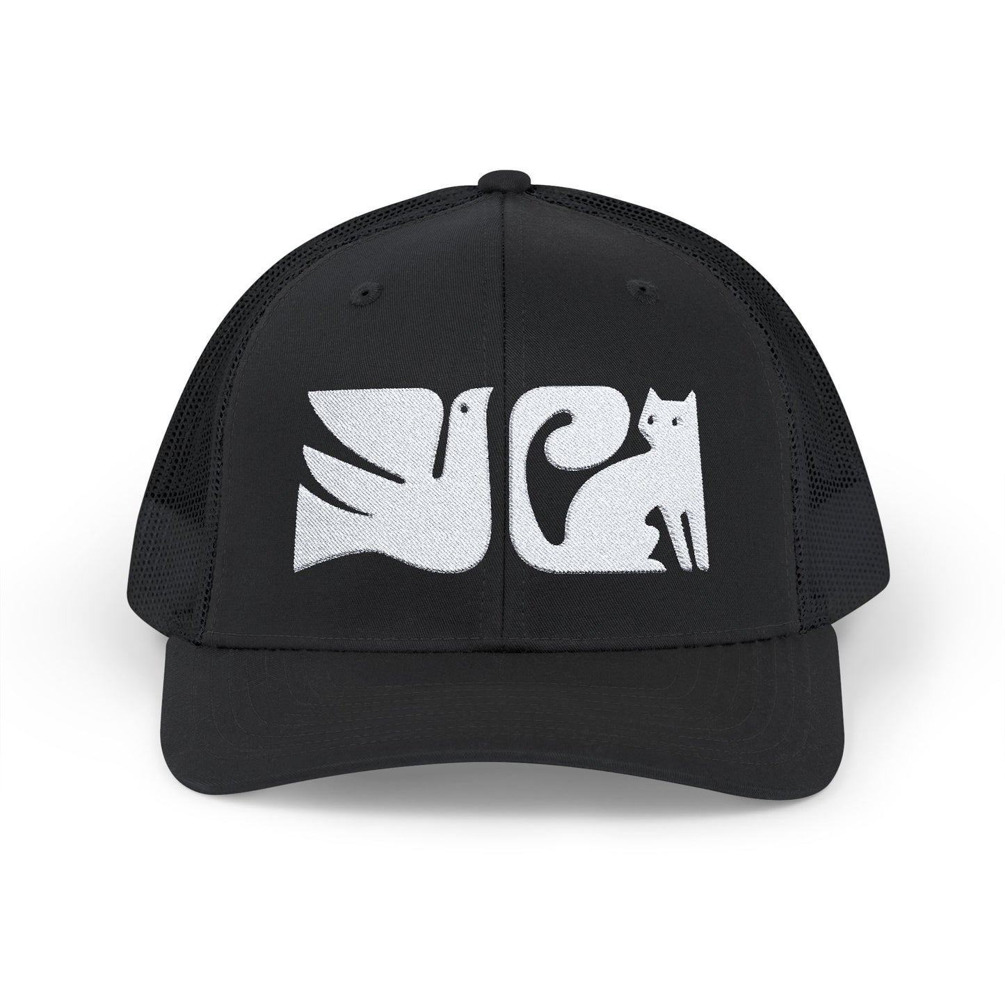 Cat and Bird Graphic Snapback Trucker Cap