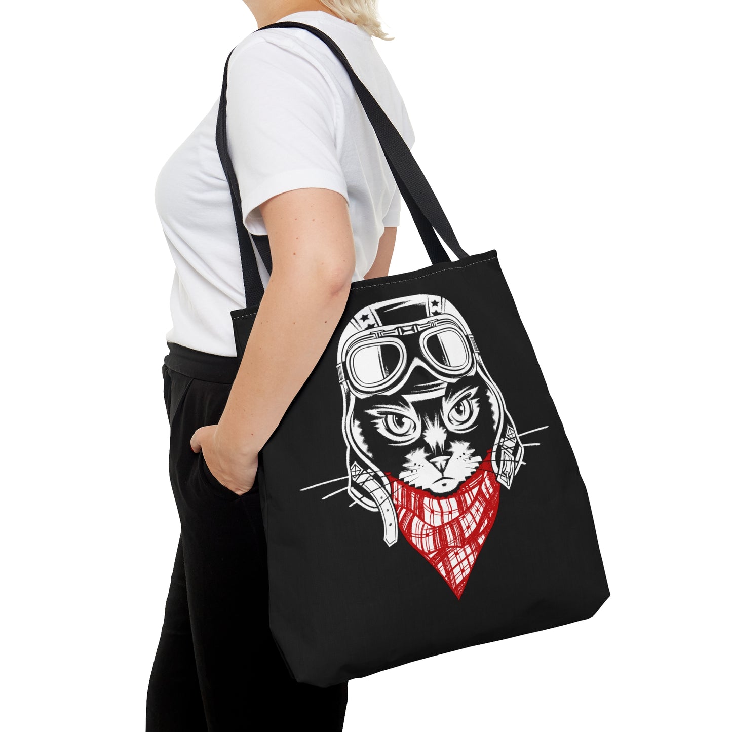 Black Motorcycle Cat Tote Bag