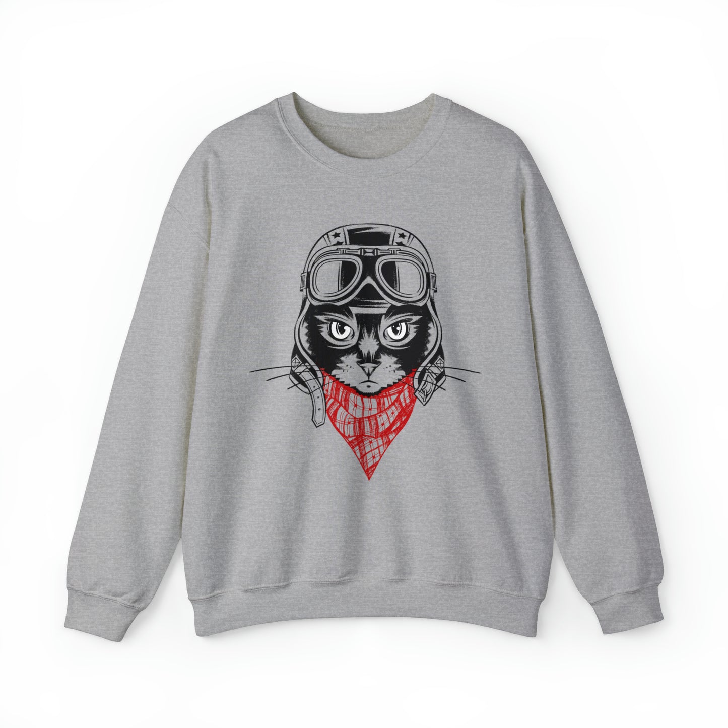 Motorcycle Cat Men's Heavy Blend Crewneck Sweatshirt