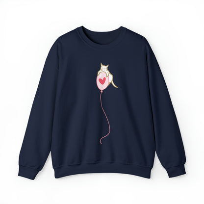 Cat on Heart Strings Women's Heavy Blend Crewneck Sweatshirt