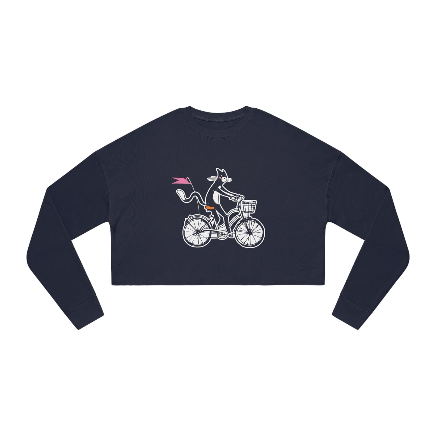 Bicycle Cat Women's Cropped Sweatshirt