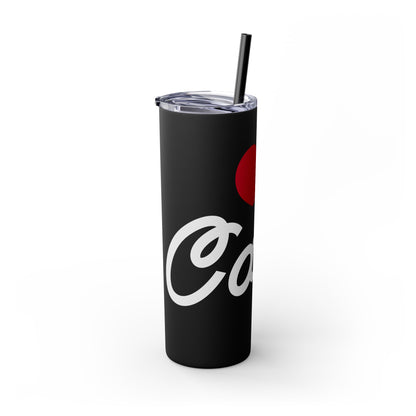 Love Cats Script Skinny Tumbler with Straw, 20oz