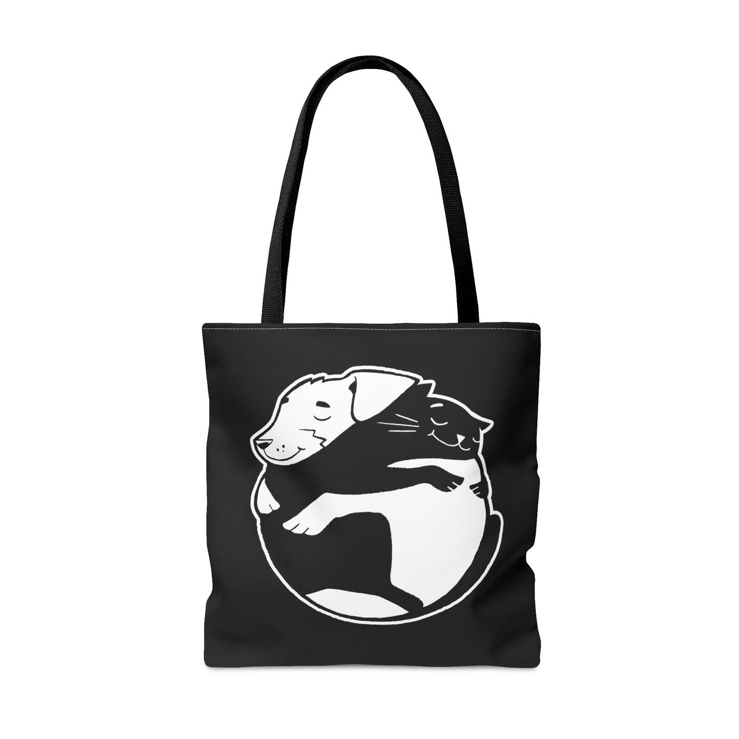 Black Dog & Cat Hugging Tote Bag