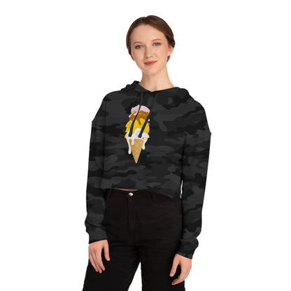 Colorful Kitty Cone Women’s Cropped Hooded Sweatshirt