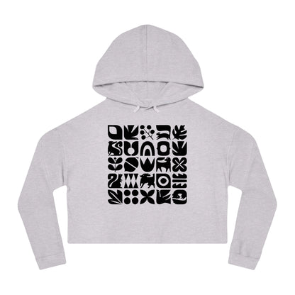 Graphic Dogs and Squirrels Cropped Hooded Sweatshirt