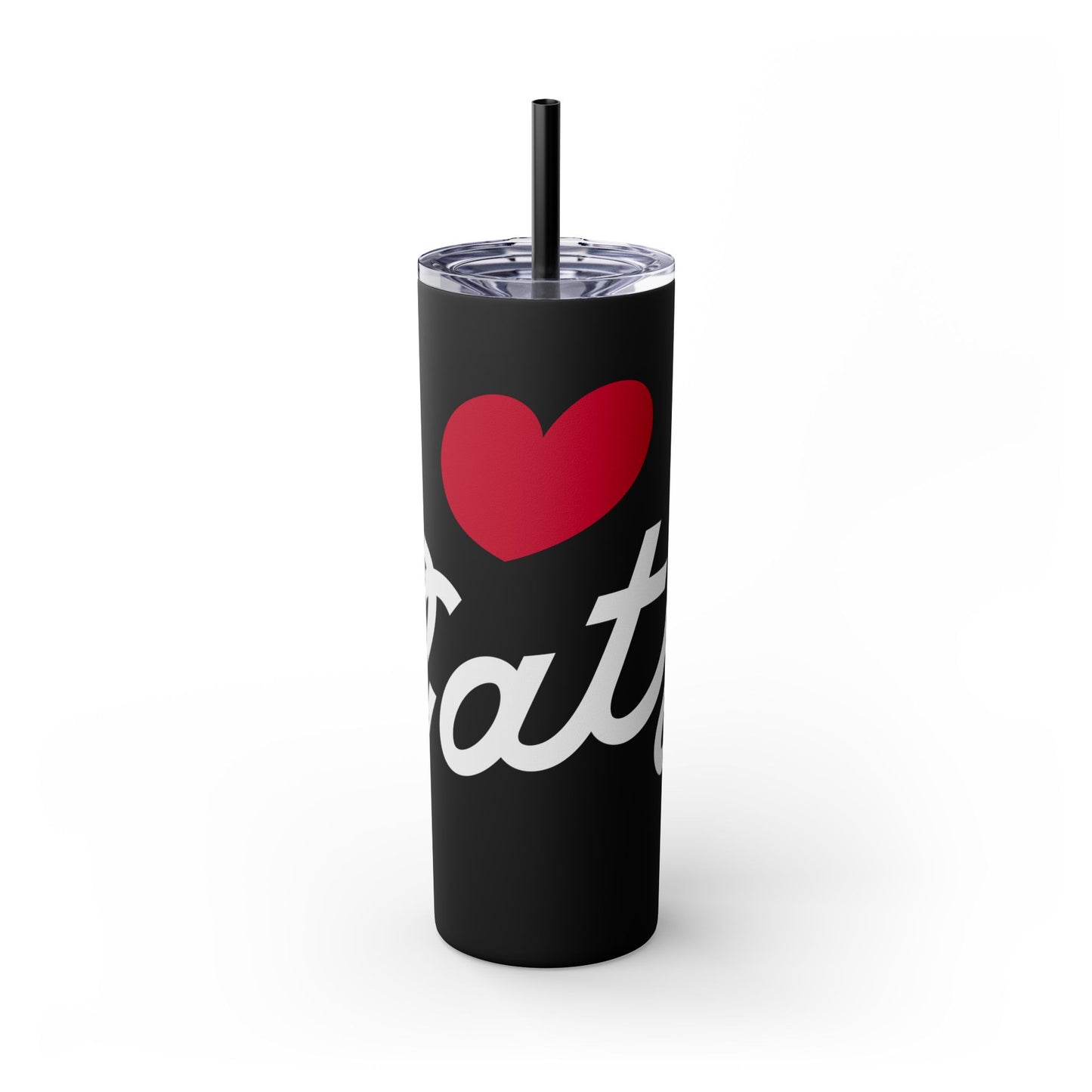 Love Cats Script Skinny Tumbler with Straw, 20oz