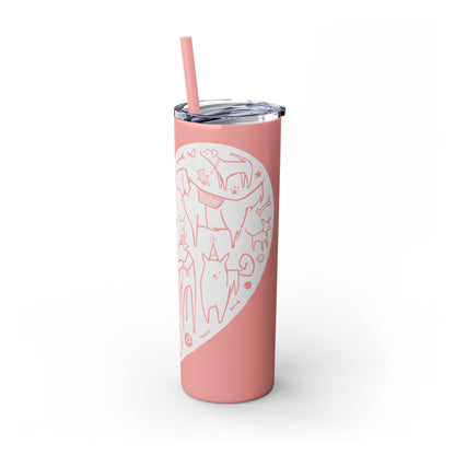 Dog Heart Skinny Tumbler with Straw, 20oz