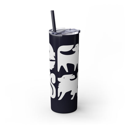 Graphic Dogs Skinny Tumbler with Straw, 20oz