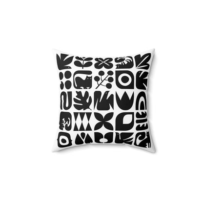 Graphic Cats and Birds Spun Polyester Square Pillow