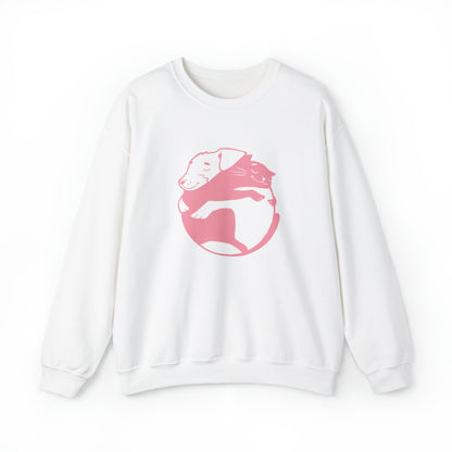 Pink Dog & Cat Hugging Women's Heavy Blend Crewneck Sweatshirt