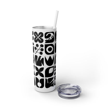 Graphic Cats and Birds Skinny Tumbler with Straw, 20oz