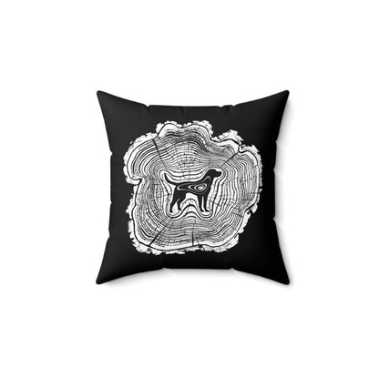 Dogwood on Black Spun Polyester Square Pillow