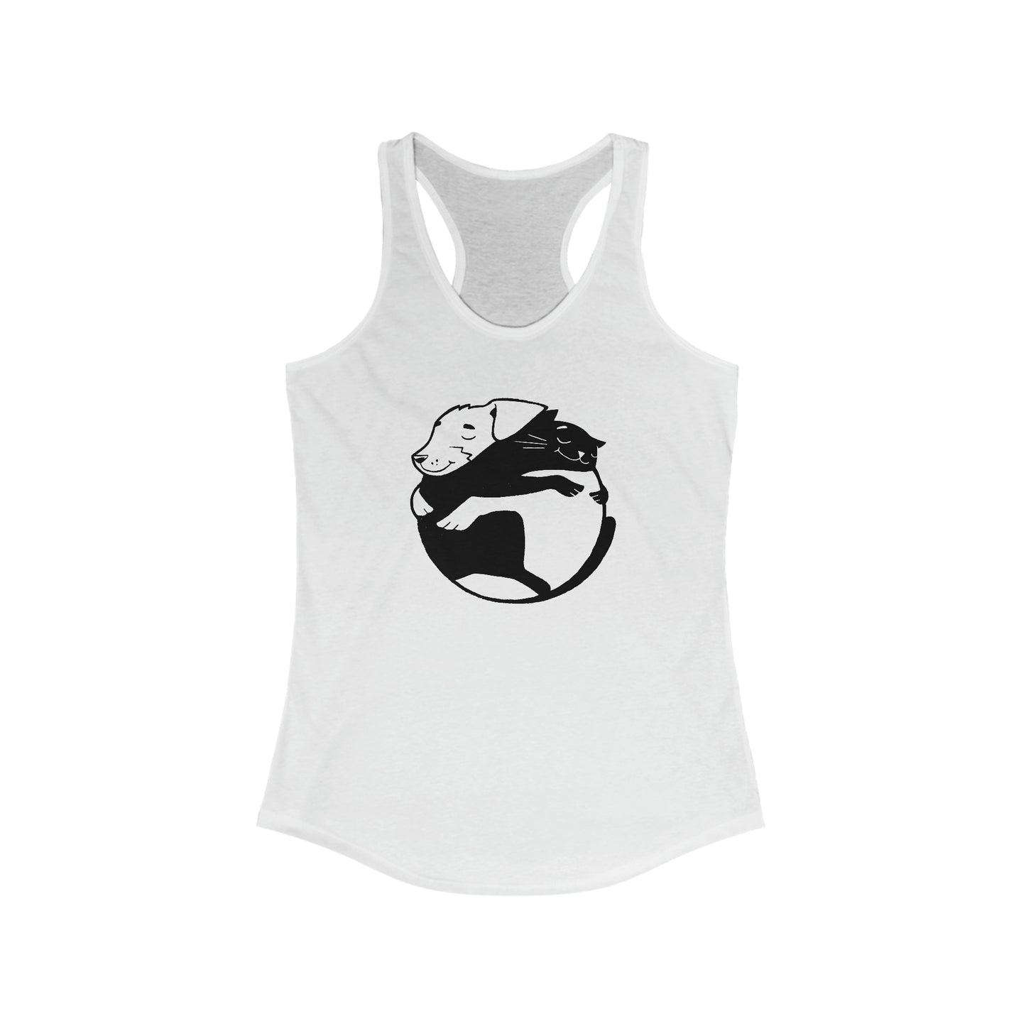 Dog & Cat Hugging Women's Racerback Tank Top