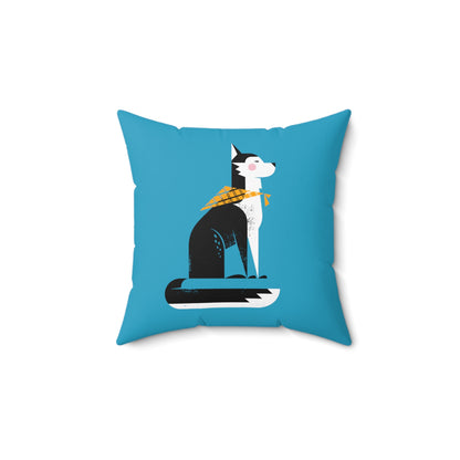 Sitting Husky Spun Polyester Square Pillow