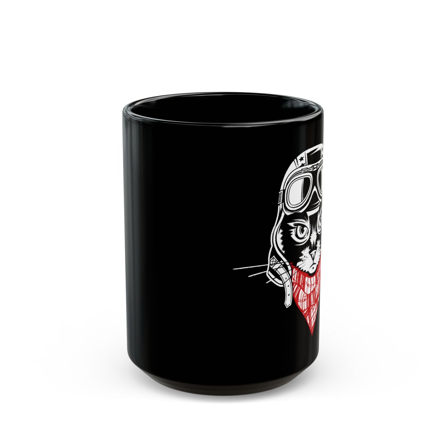 Motorcycle Cat 15oz Black Mug