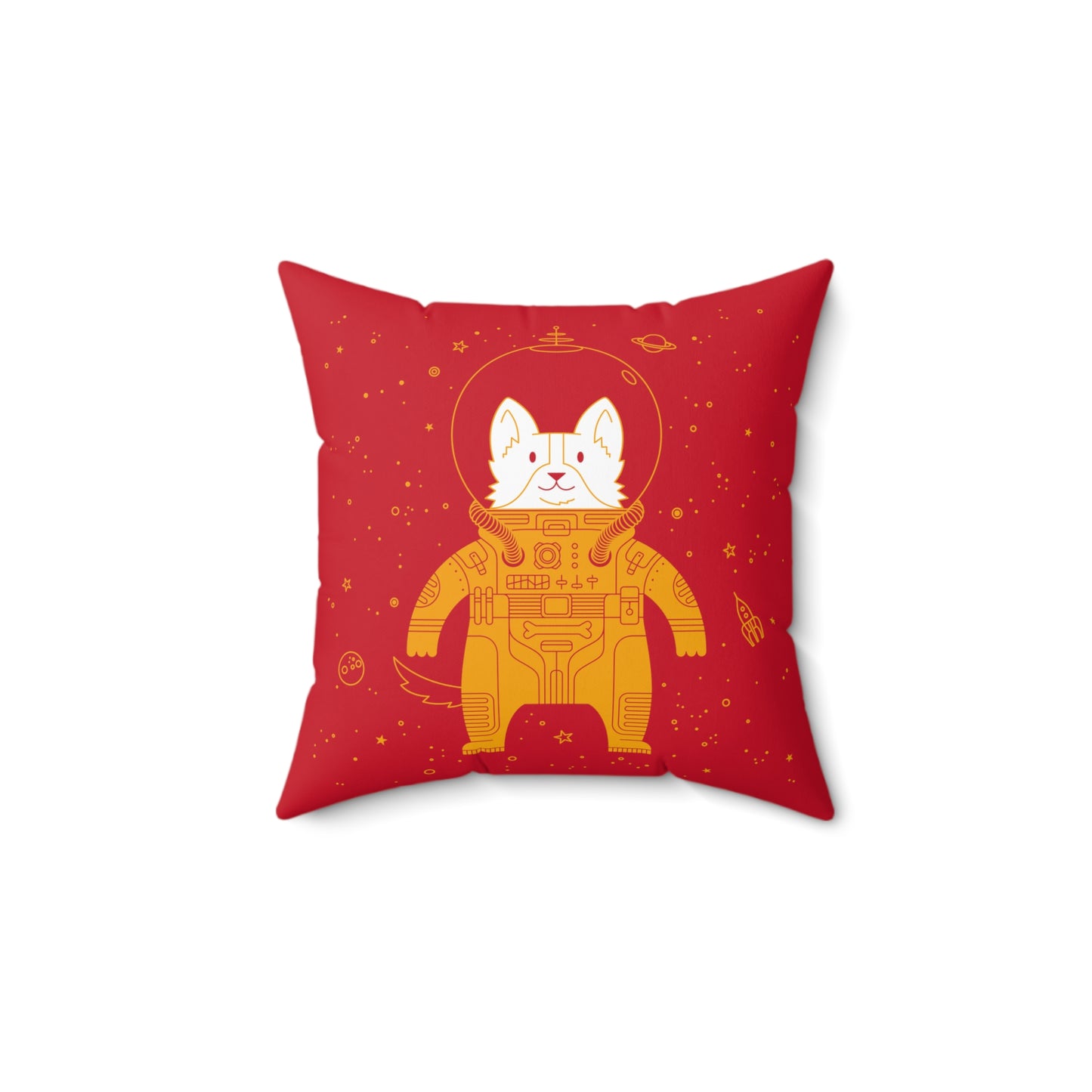 Dog in Space Spun Polyester Square Pillow