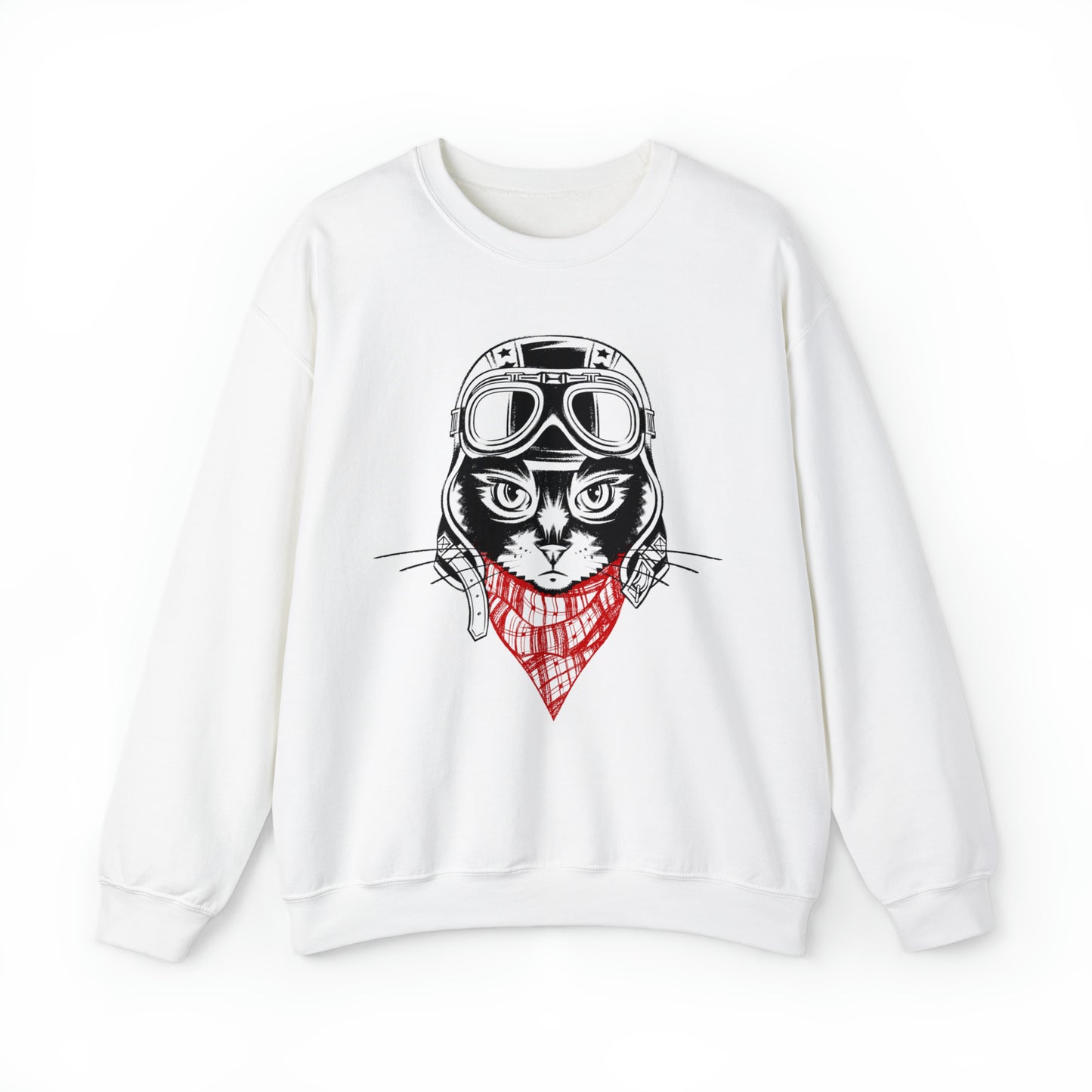 Motorcycle Cat Men's Heavy Blend Crewneck Sweatshirt