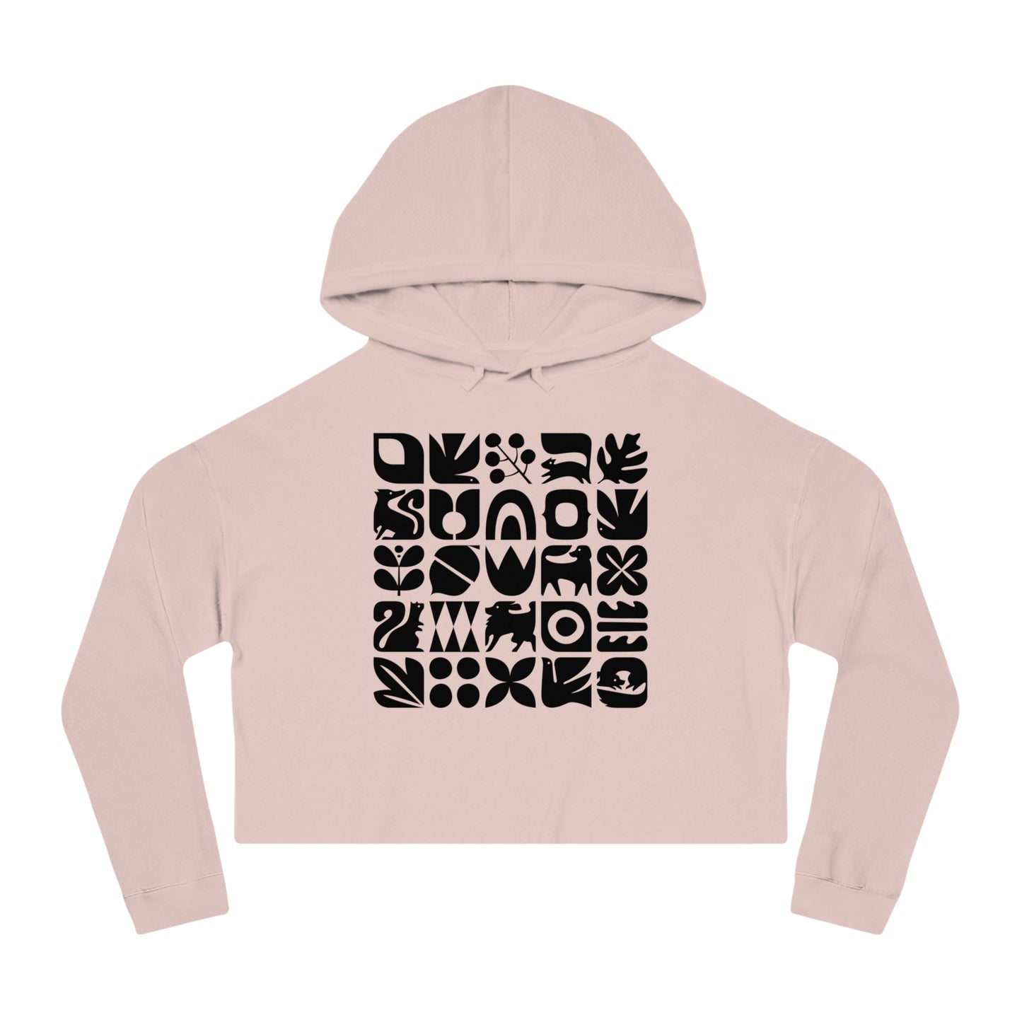 Graphic Dogs and Squirrels Cropped Hooded Sweatshirt