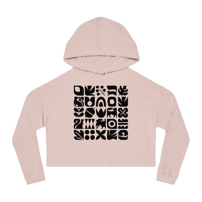 Graphic Dogs and Squirrels Cropped Hooded Sweatshirt