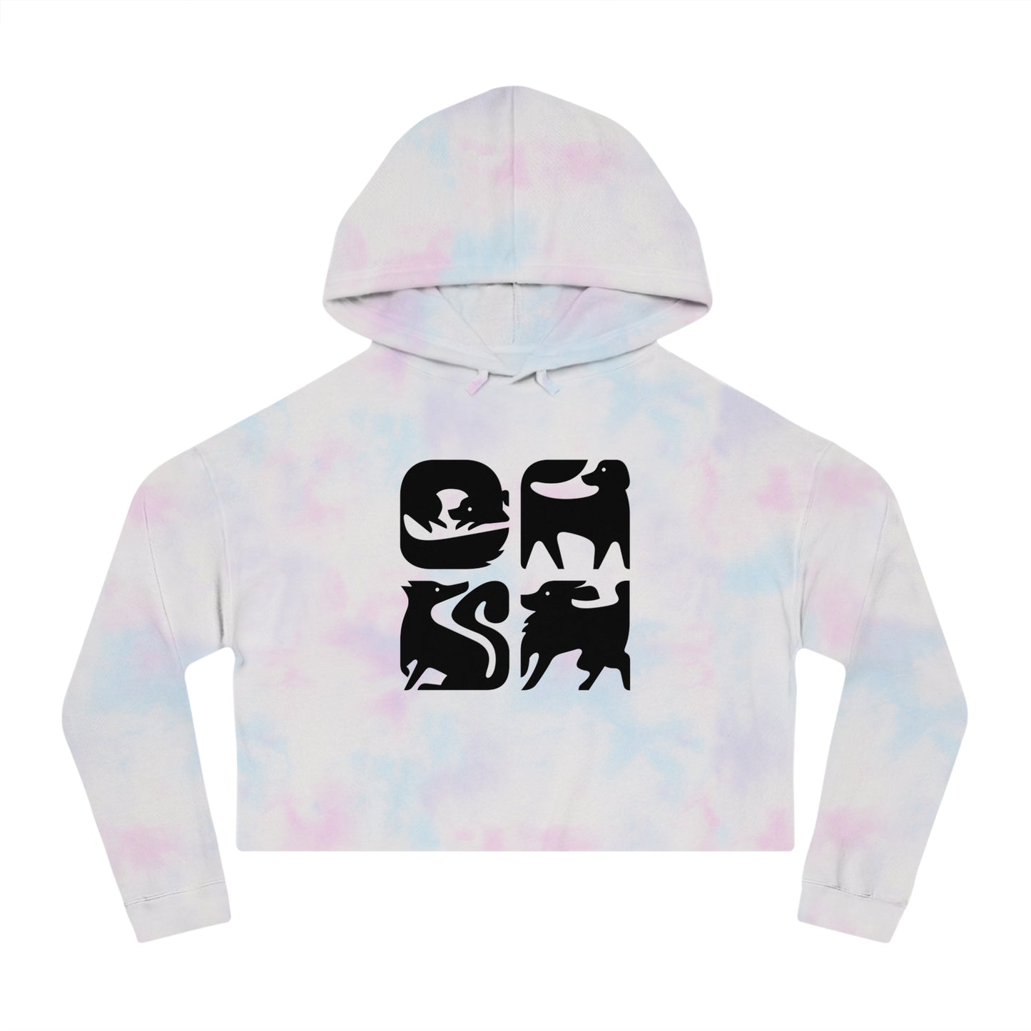 Graphic Dogs Cropped Hooded Sweatshirt