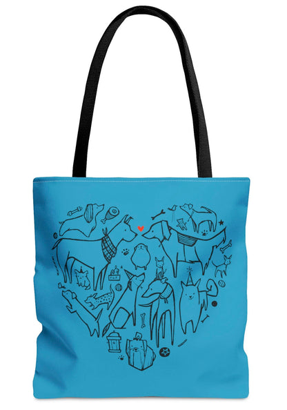 Blue Dog Heart Tote Bag