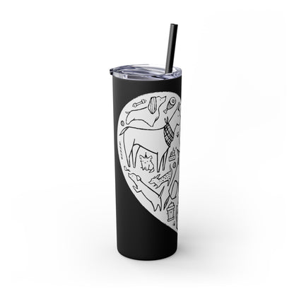 Dog Heart Skinny Tumbler with Straw, 20oz