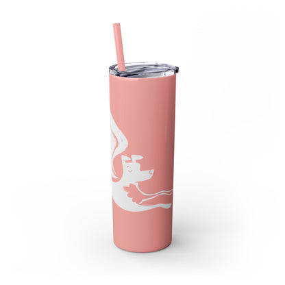 Angel Dog Skinny Tumbler with Straw, 20oz