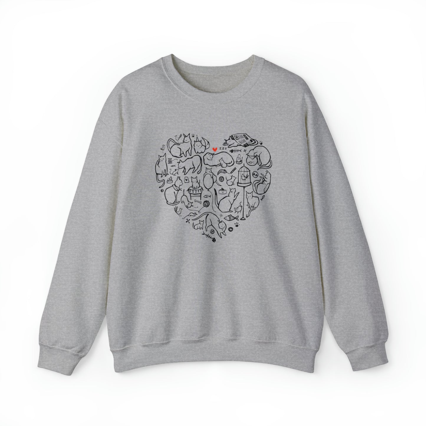 Cat Heart Women's Heavy Blend Crewneck Sweatshirt