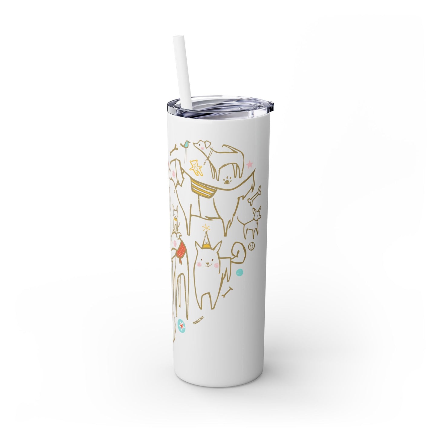 Dog Heart Skinny Tumbler with Straw, 20oz