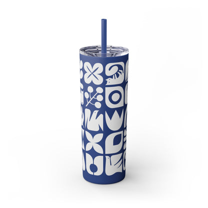 Graphic Cats and Birds Skinny Tumbler with Straw, 20oz