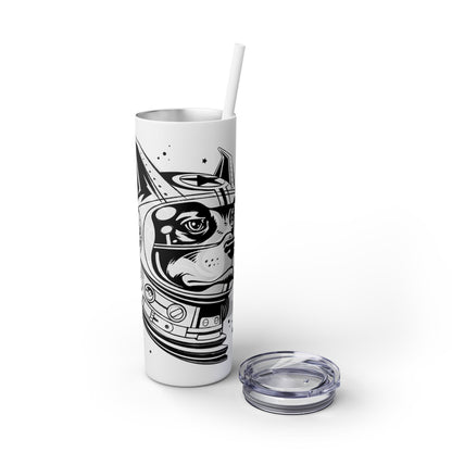 Space Dog Skinny Tumbler with Straw, 20oz