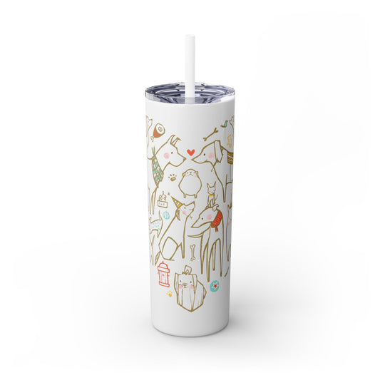 Dogs Heart Skinny Tumbler with Straw, 20oz