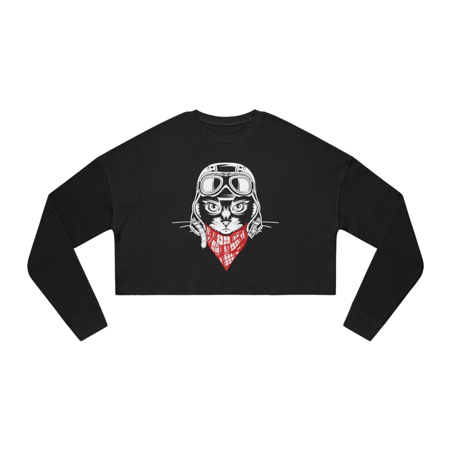 Motorcycle Cat Women's Cropped Sweatshirt