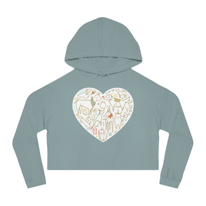 Colorful Dog Heart Women’s Cropped Hooded Sweatshirt