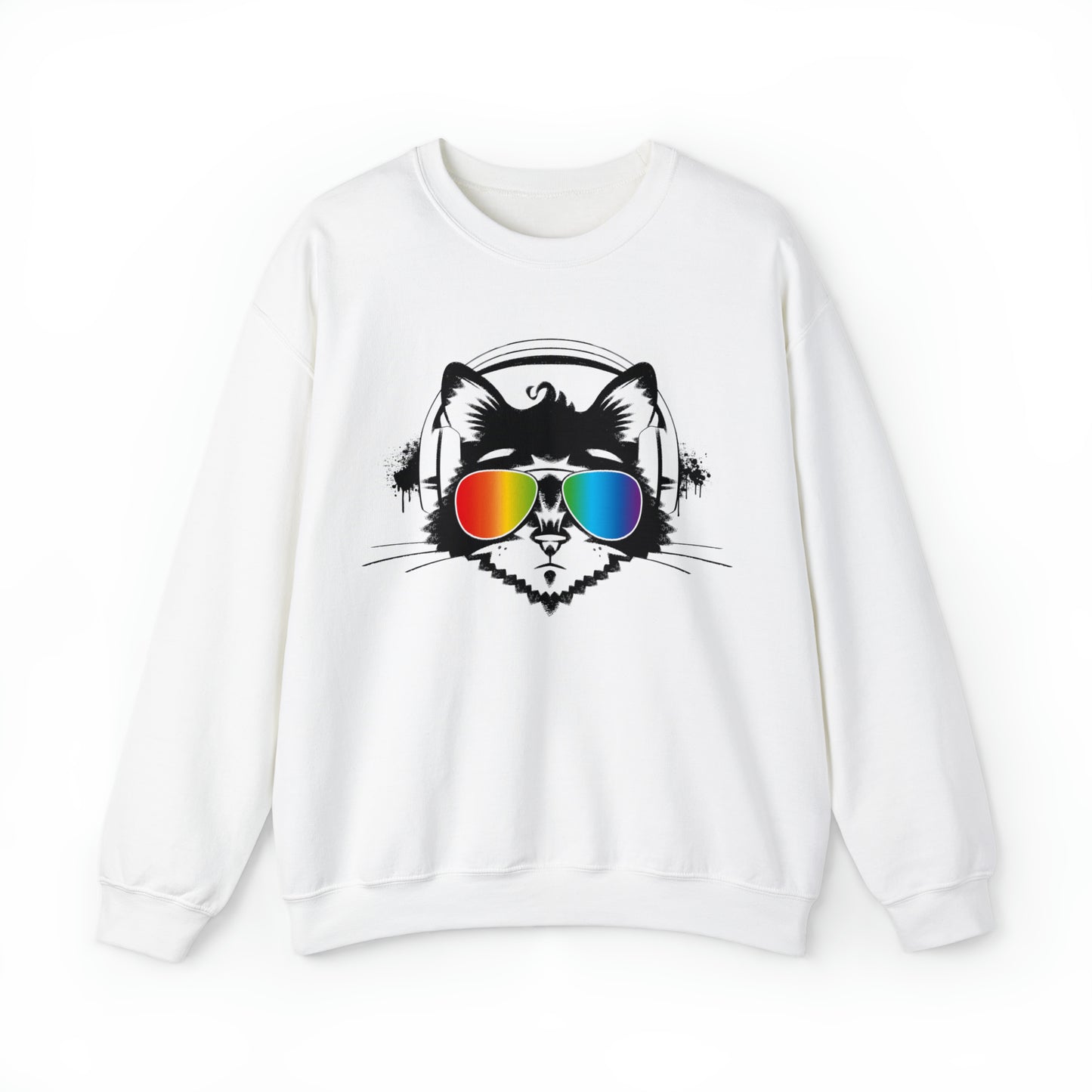 Music Cat Men's Heavy Blend Crewneck Sweatshirt