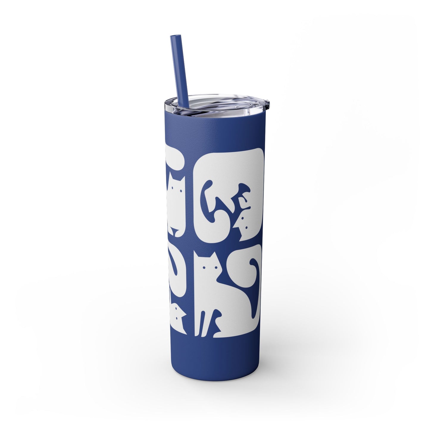 Graphic Cats Skinny Tumbler with Straw, 20oz