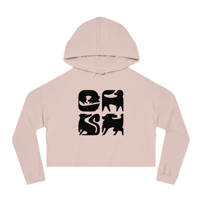 Graphic Dogs Cropped Hooded Sweatshirt