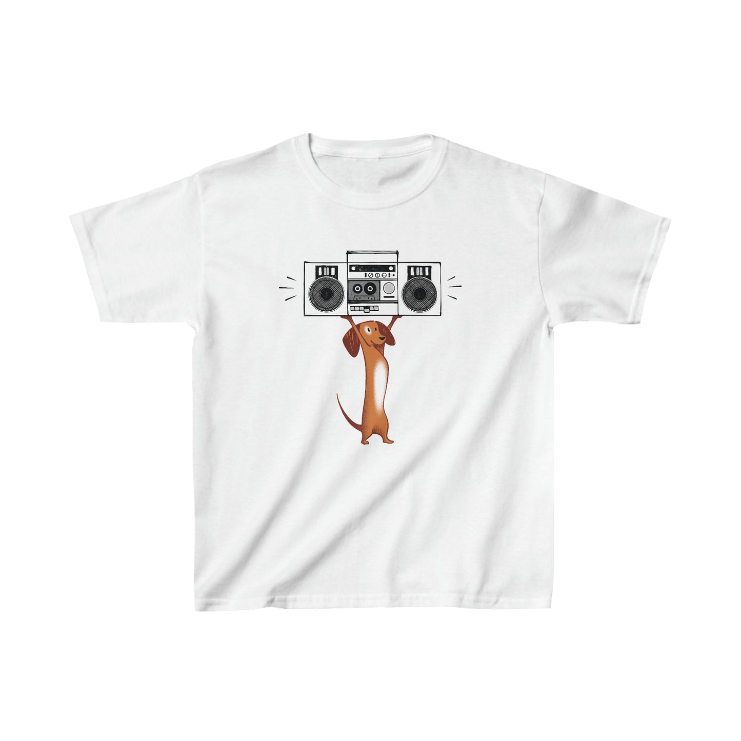 Brown Boombox Dog Kid’s Heavy Cotton Graphic Tee