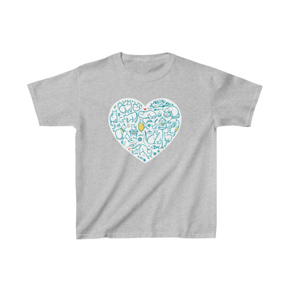 Colorful Cat Heart Kid's Heavy Cotton Tee