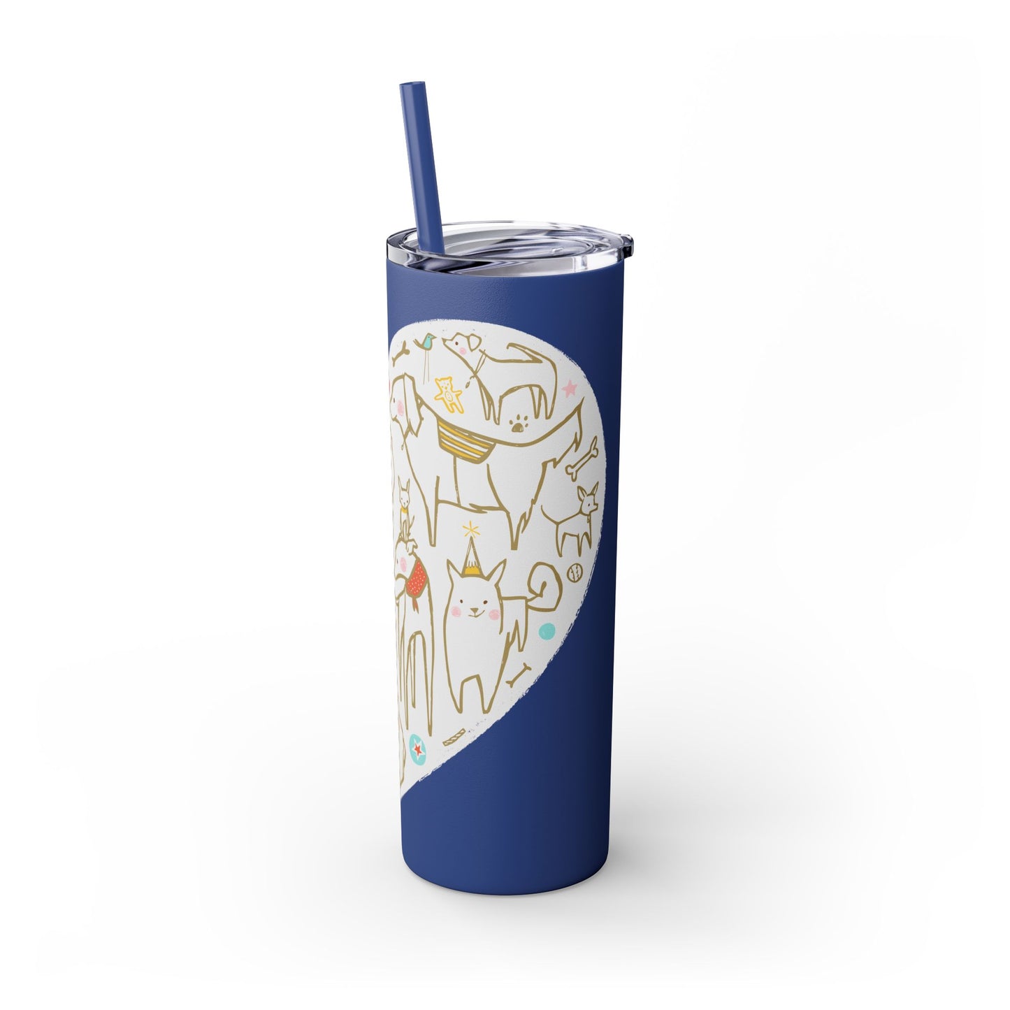 Dog Heart Skinny Tumbler with Straw, 20oz